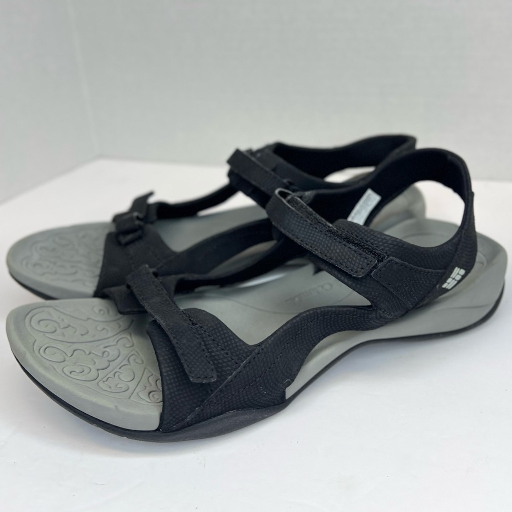 Columbia Womens TechLite Omni Grip Comfort Adjustable Sandals Sz 11 Blk/Gry XLNT